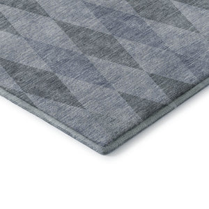 HomeRoots 8' X 10' Denim Blue & Ivory Geometric Area Rug - Washable, UV Protected, Perfect for Kids & Pets! 649358