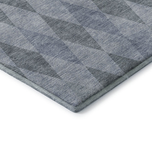 HomeRoots 8' X 10' Denim Blue & Ivory Geometric Area Rug - Washable, UV Protected, Perfect for Kids & Pets! 649358