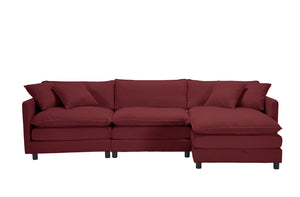 English Elm 108-inch Modular Chenille Sectional Sofa Deep Seat L-shape for Open Living Rooms Red W2795S00048