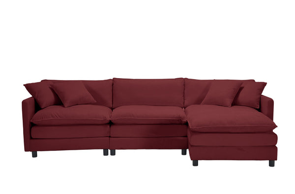 English Elm 108-inch Modular Chenille Sectional Sofa Deep Seat L-shape for Open Living Rooms Red W2795S00048