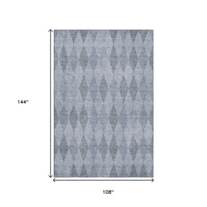 HomeRoots 9' X 12' Denim Blue Geometric Area Rug with UV Protection - Durable, Washable & Stain Resistant Design 649359