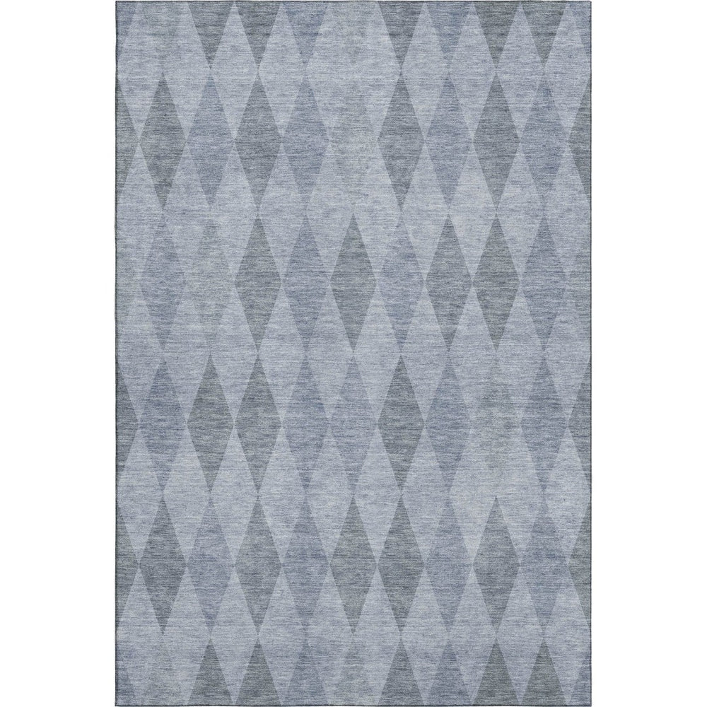 HomeRoots 9' X 12' Denim Blue Geometric Area Rug with UV Protection - Durable, Washable & Stain Resistant Design 649359