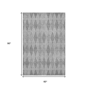 HomeRoots 5' X 8' Stylish Gray and Ivory Geometric Area Rug with UV Protection – Durable, Washable, Perfect for Homes 649362