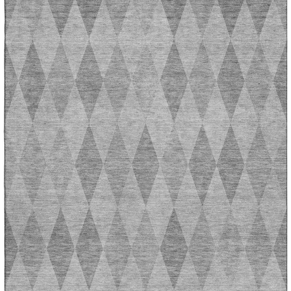 HomeRoots 8' X 10' Gray and Ivory Geometric Washable Area Rug - Durable, Stain-Resistant, UV Protected Style 649364