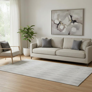 HomeRoots 5' X 8' Ivory And Gray Geometric Washable Area Rug – Modern, Durable, Stain Resistant & UV Protected! 649368