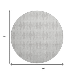 HomeRoots 8' Ivory and Gray Geometric Round Rug – Washable, Durable, UV-Protected for Modern Spaces 649369