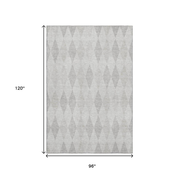 HomeRoots 8' X 10' Stylish Ivory and Gray Geometric Area Rug - Washable, UV Protected, Perfect for High Traffic Areas 649370