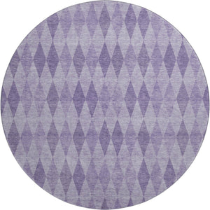 HomeRoots 8' Purple And Ivory Geometric Washable Round Rug - UV Protected, Durable & Stylish for Any Space 649375