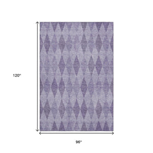 HomeRoots 8' X 10' Purple & Ivory Geometric Area Rug - Washable, UV-Protected, Durable for High-Traffic Spaces 649376