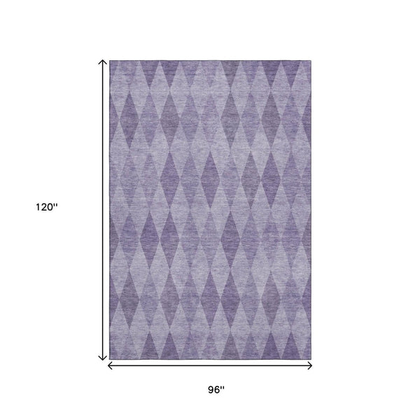 HomeRoots 8' X 10' Purple & Ivory Geometric Area Rug - Washable, UV-Protected, Durable for High-Traffic Spaces 649376