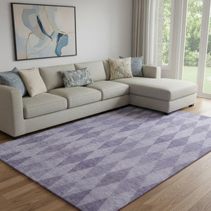 HomeRoots 8' X 10' Purple & Ivory Geometric Area Rug - Washable, UV-Protected, Durable for High-Traffic Spaces 649376
