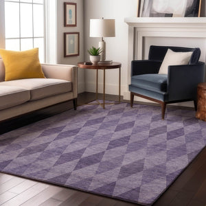 HomeRoots 8' X 10' Purple & Ivory Geometric Area Rug - Washable, UV-Protected, Durable for High-Traffic Spaces 649376