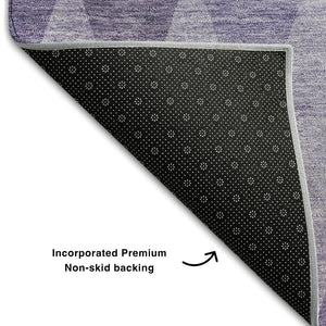 HomeRoots 8' X 10' Purple & Ivory Geometric Area Rug - Washable, UV-Protected, Durable for High-Traffic Spaces 649376