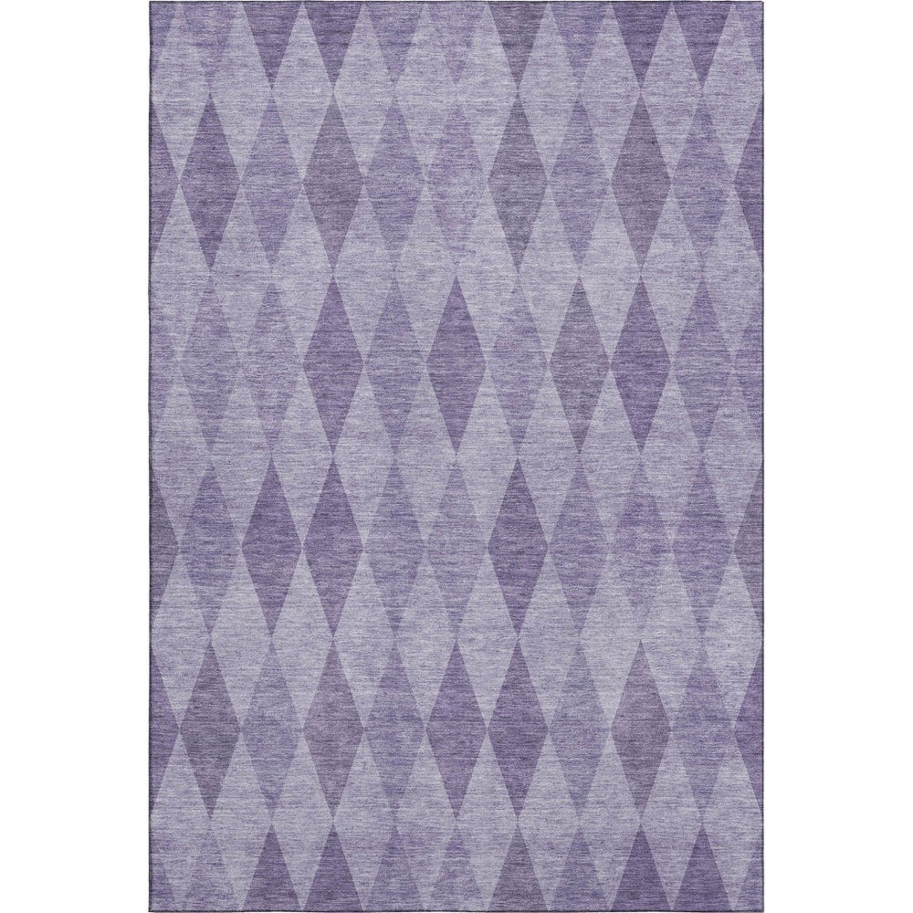 HomeRoots 9' X 12' Stylish Purple and Ivory Geometric Washable Area Rug with Stain Resistance & UV Protection 649377