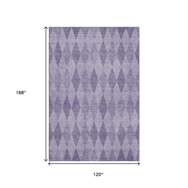 HomeRoots 10' X 14' Stylish Purple & Ivory Geometric Washable Area Rug with UV Protection for Busy Homes 649378