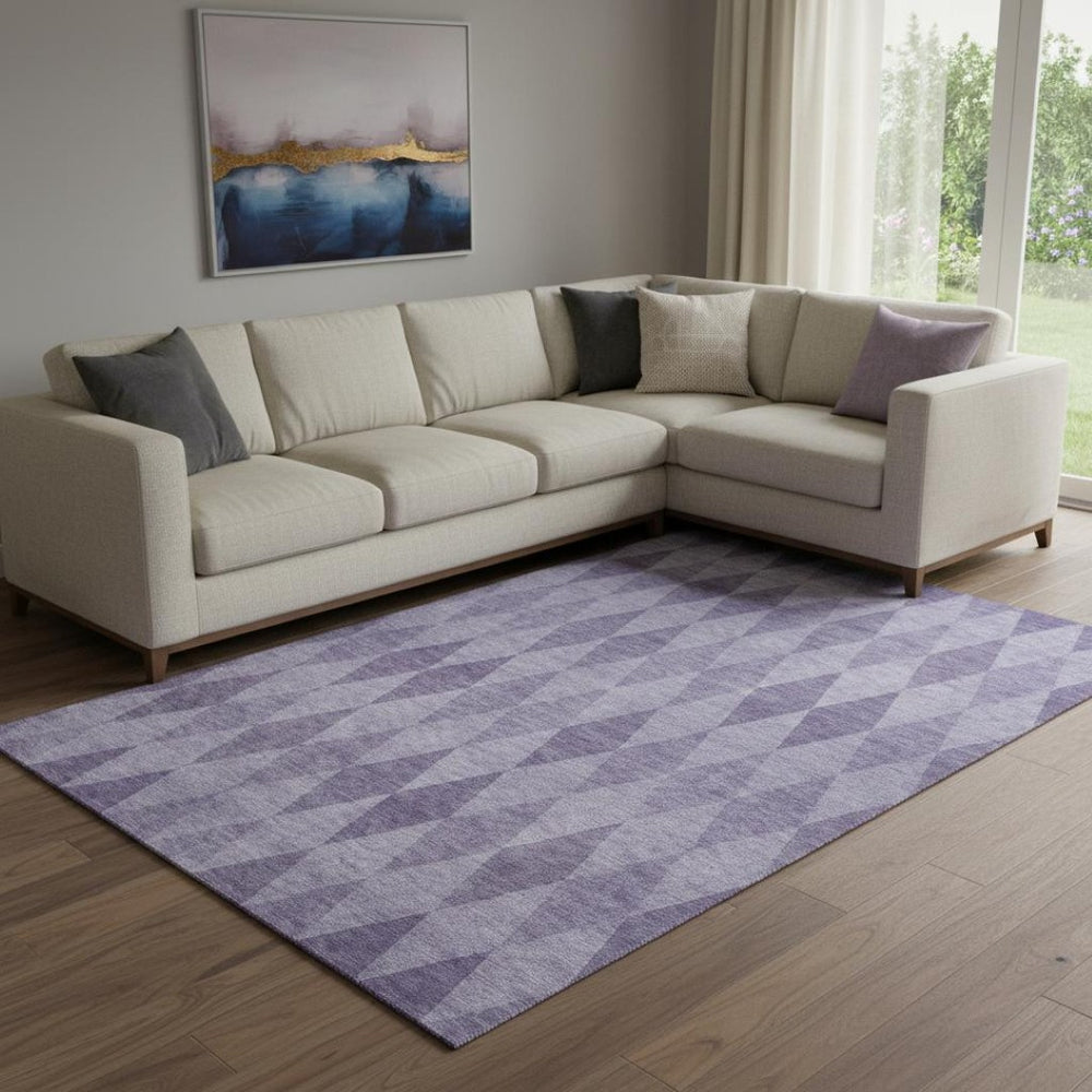HomeRoots 10' X 14' Stylish Purple & Ivory Geometric Washable Area Rug with UV Protection for Busy Homes 649378
