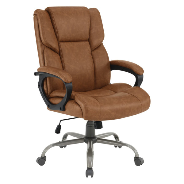 OSP Home Furnishings Execuative High Back Faux Leather Office Chair with Lumbar Support and Pneumatic Lift Mid-Back Saddle FL14571-U41