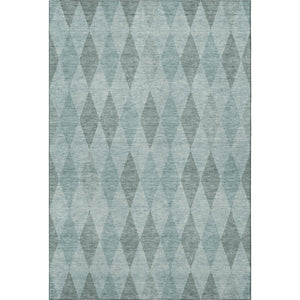 HomeRoots 8' X 10' Teal and Gray Geometric Area Rug - Washable, UV Protected, Stylish, Durable for Busy Homes 649382