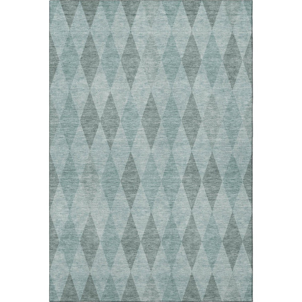 HomeRoots 8' X 10' Teal and Gray Geometric Area Rug - Washable, UV Protected, Stylish, Durable for Busy Homes 649382