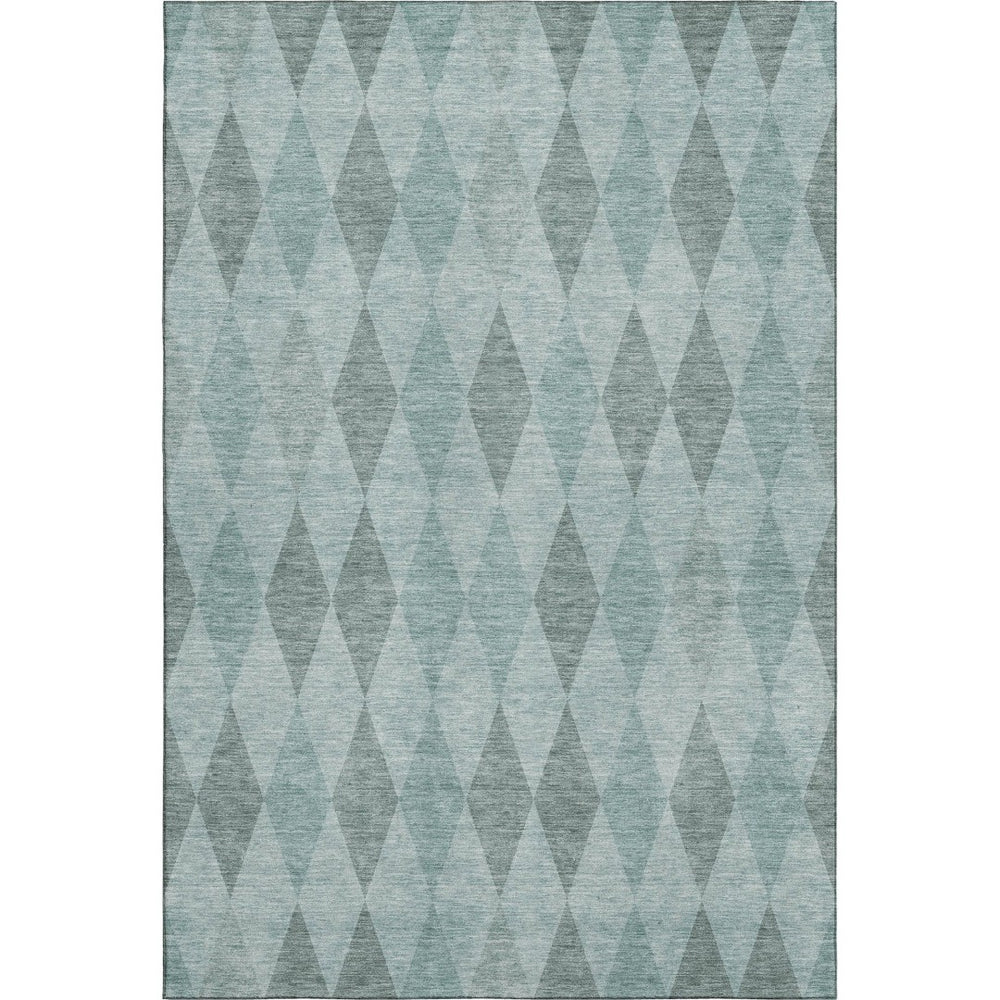 HomeRoots 10' X 14' Modern Teal & Gray Geometric Area Rug - Stain Resistant, UV Protected for Busy Homes 649384