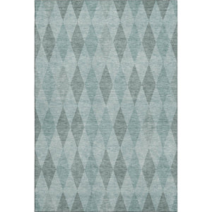 HomeRoots 10' X 14' Modern Teal & Gray Geometric Area Rug - Stain Resistant, UV Protected for Busy Homes 649384