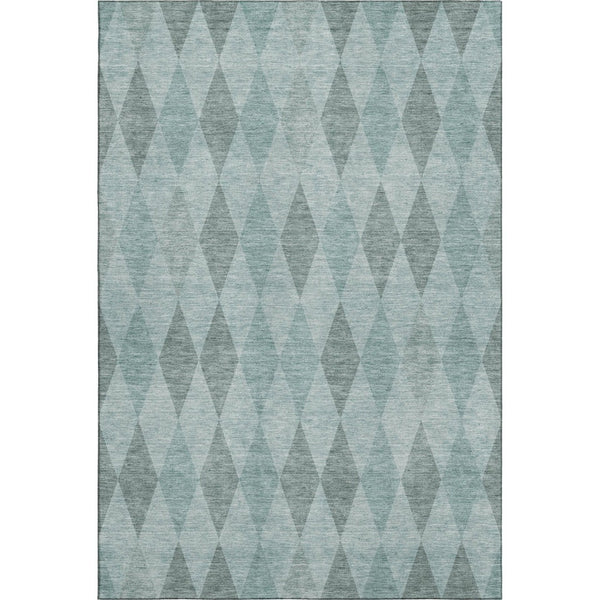 HomeRoots 10' X 14' Modern Teal & Gray Geometric Area Rug - Stain Resistant, UV Protected for Busy Homes 649384