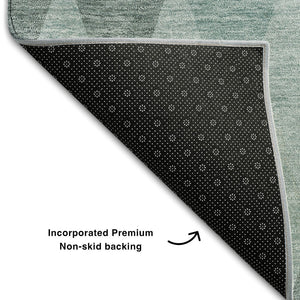 HomeRoots 10' X 14' Modern Teal & Gray Geometric Area Rug - Stain Resistant, UV Protected for Busy Homes 649384
