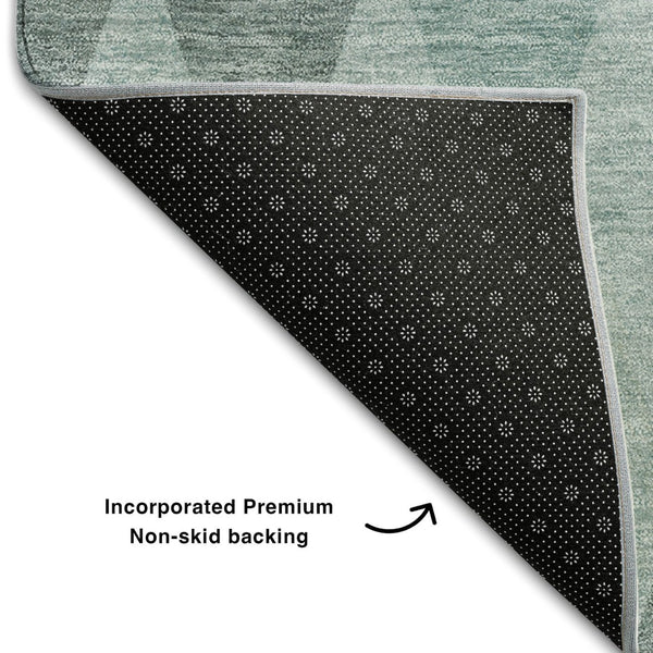 HomeRoots 10' X 14' Modern Teal & Gray Geometric Area Rug - Stain Resistant, UV Protected for Busy Homes 649384