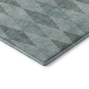HomeRoots 10' X 14' Modern Teal & Gray Geometric Area Rug - Stain Resistant, UV Protected for Busy Homes 649384