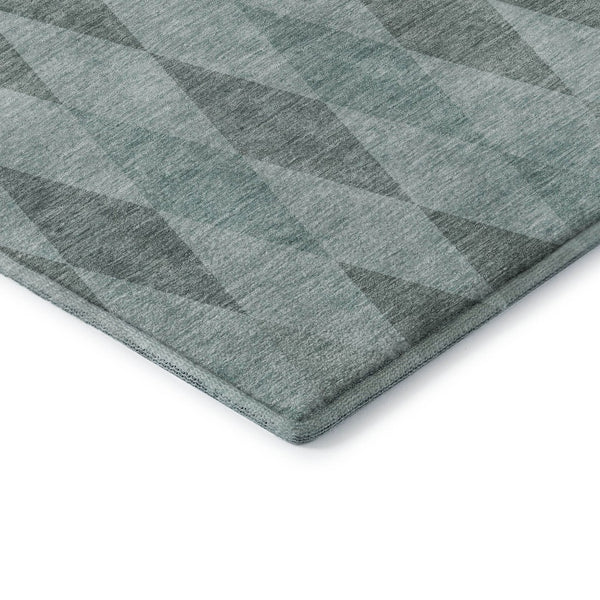HomeRoots 10' X 14' Modern Teal & Gray Geometric Area Rug - Stain Resistant, UV Protected for Busy Homes 649384