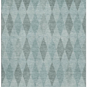 HomeRoots 10' X 14' Modern Teal & Gray Geometric Area Rug - Stain Resistant, UV Protected for Busy Homes 649384