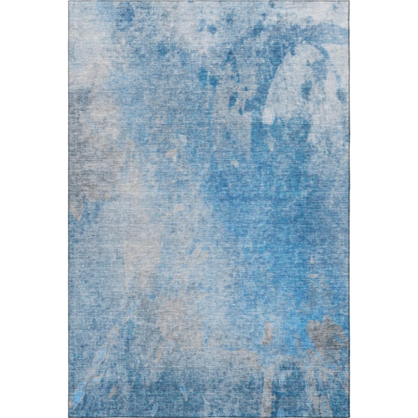 HomeRoots 5' X 8' Abstract Washable Area Rug in Blue & Gray - Stain Resistant, UV Protected, Modern Design 649386