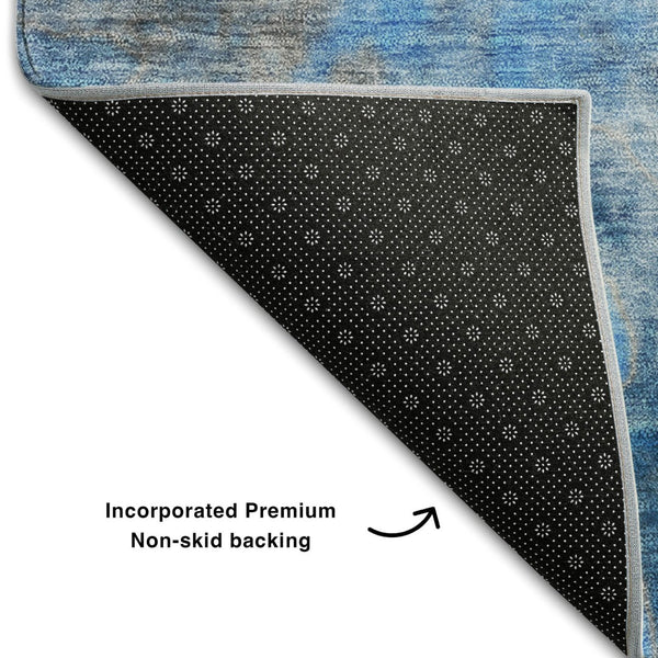 HomeRoots 8' X 10' Stylish Blue and Gray Abstract Area Rug – Washable, UV-Protected, Perfect for Modern Homes! 649388