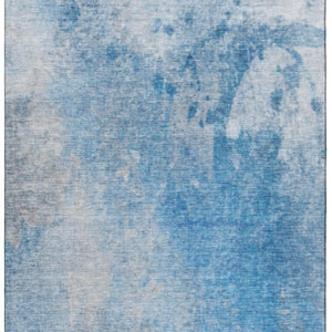 HomeRoots 10' X 14' Abstract Blue and Gray Washable Area Rug with UV Protection for Stylish, Easy Care Living 649390