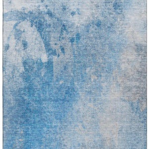 HomeRoots 10' X 14' Abstract Blue and Gray Washable Area Rug with UV Protection for Stylish, Easy Care Living 649390
