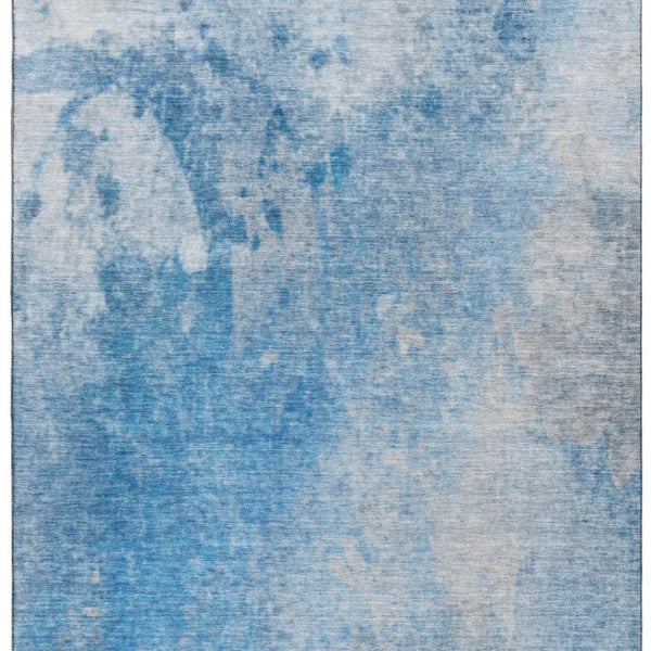 HomeRoots 10' X 14' Abstract Blue and Gray Washable Area Rug with UV Protection for Stylish, Easy Care Living 649390