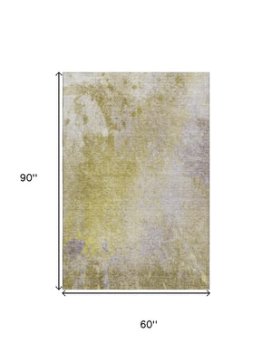 HomeRoots 5' X 8' Gold and Gray Washable Area Rug with UV Protection - Stylish, Durable, and Easy to Clean! 649392