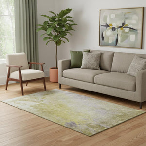 HomeRoots 5' X 8' Gold and Gray Washable Area Rug with UV Protection - Stylish, Durable, and Easy to Clean! 649392