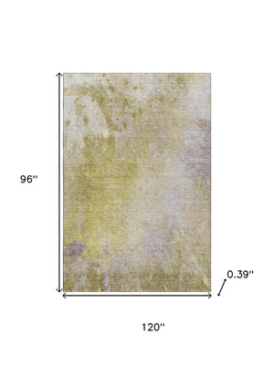 HomeRoots 8' X 10' Gold and Gray Abstract Area Rug – Durable, Washable, UV-Protected for Busy Homes and Kids 649394