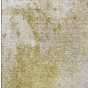 HomeRoots 9' X 12' Gold & Gray Abstract Washable Area Rug - Stylish, Durable, UV-Protected for Modern Homes 649395