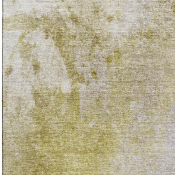 HomeRoots 9' X 12' Gold & Gray Abstract Washable Area Rug - Stylish, Durable, UV-Protected for Modern Homes 649395