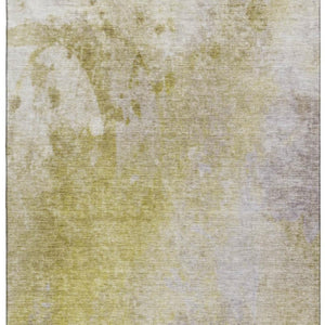 HomeRoots 10' Gold and Gray Abstract Washable Area Rug - UV Protected, Durable, Stylish for High-Traffic Spaces 649396