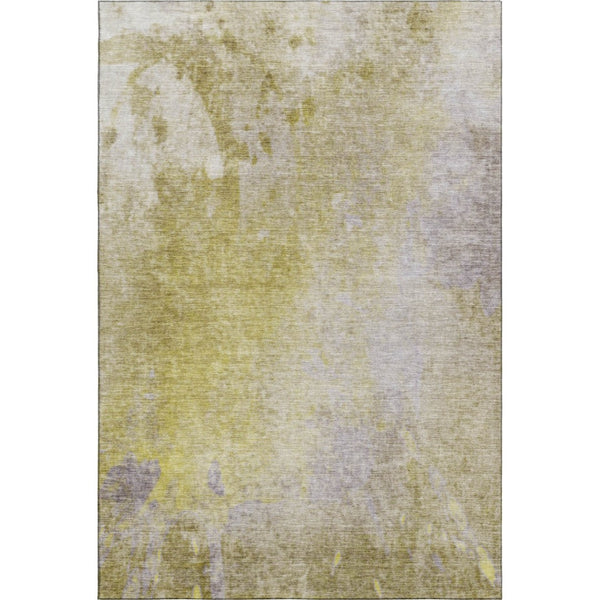 HomeRoots 10' Gold and Gray Abstract Washable Area Rug - UV Protected, Durable, Stylish for High-Traffic Spaces 649396