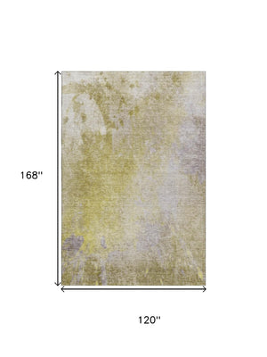 HomeRoots 10' Gold and Gray Abstract Washable Area Rug - UV Protected, Durable, Stylish for High-Traffic Spaces 649396