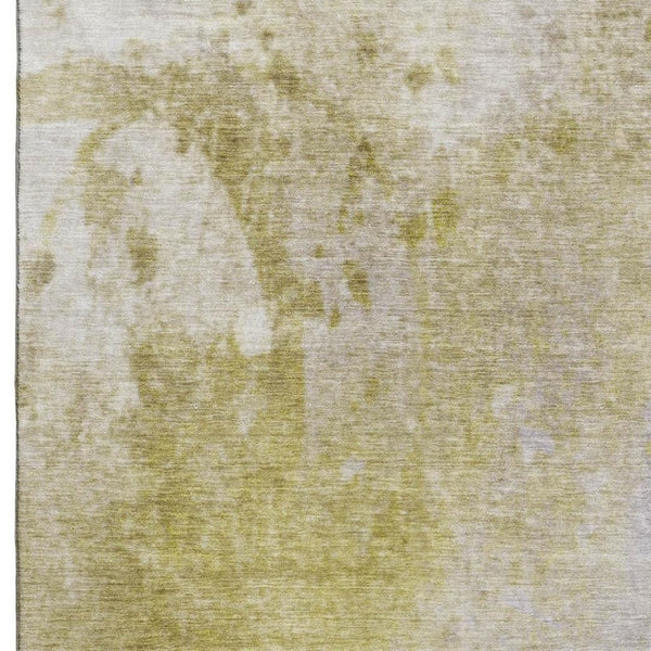 HomeRoots 10' Gold and Gray Abstract Washable Area Rug - UV Protected, Durable, Stylish for High-Traffic Spaces 649396
