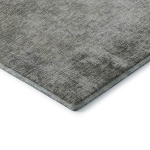 HomeRoots 8' Gray and Ivory Abstract Round Rug - Washable, UV Protected, Soft Polyester for Busy Homes 649399
