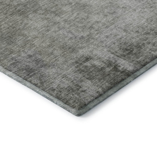 HomeRoots 8' Gray and Ivory Abstract Round Rug - Washable, UV Protected, Soft Polyester for Busy Homes 649399