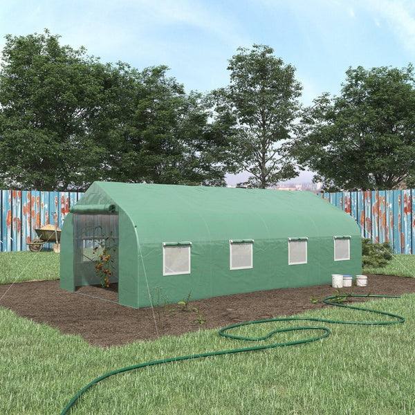 English Elm Outsunny Walk-in Tunnel Greenhouse Steel Hoop Frame with Mesh Ventilation Garden W2225P217789