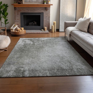 HomeRoots 8' X 10' Gray And Ivory Abstract Washable Area Rug – UV Protected, Durable, Stain-Resistant Design 649400