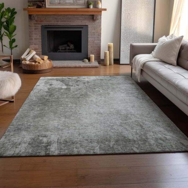 HomeRoots 8' X 10' Gray And Ivory Abstract Washable Area Rug – UV Protected, Durable, Stain-Resistant Design 649400